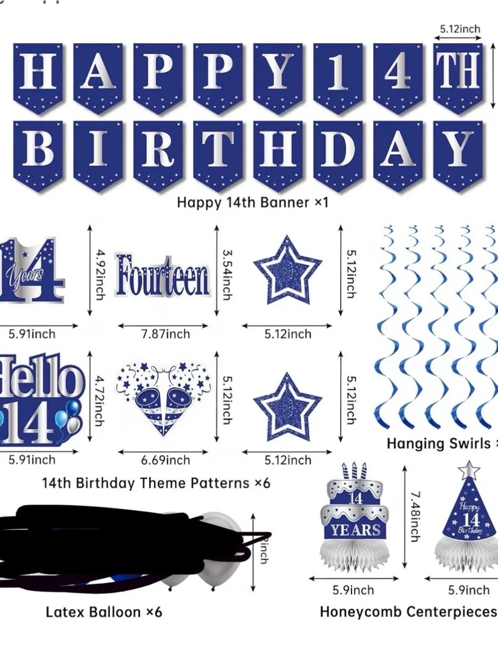 Blue 'Bruh I'm 14' Birthday Backdrop Banner